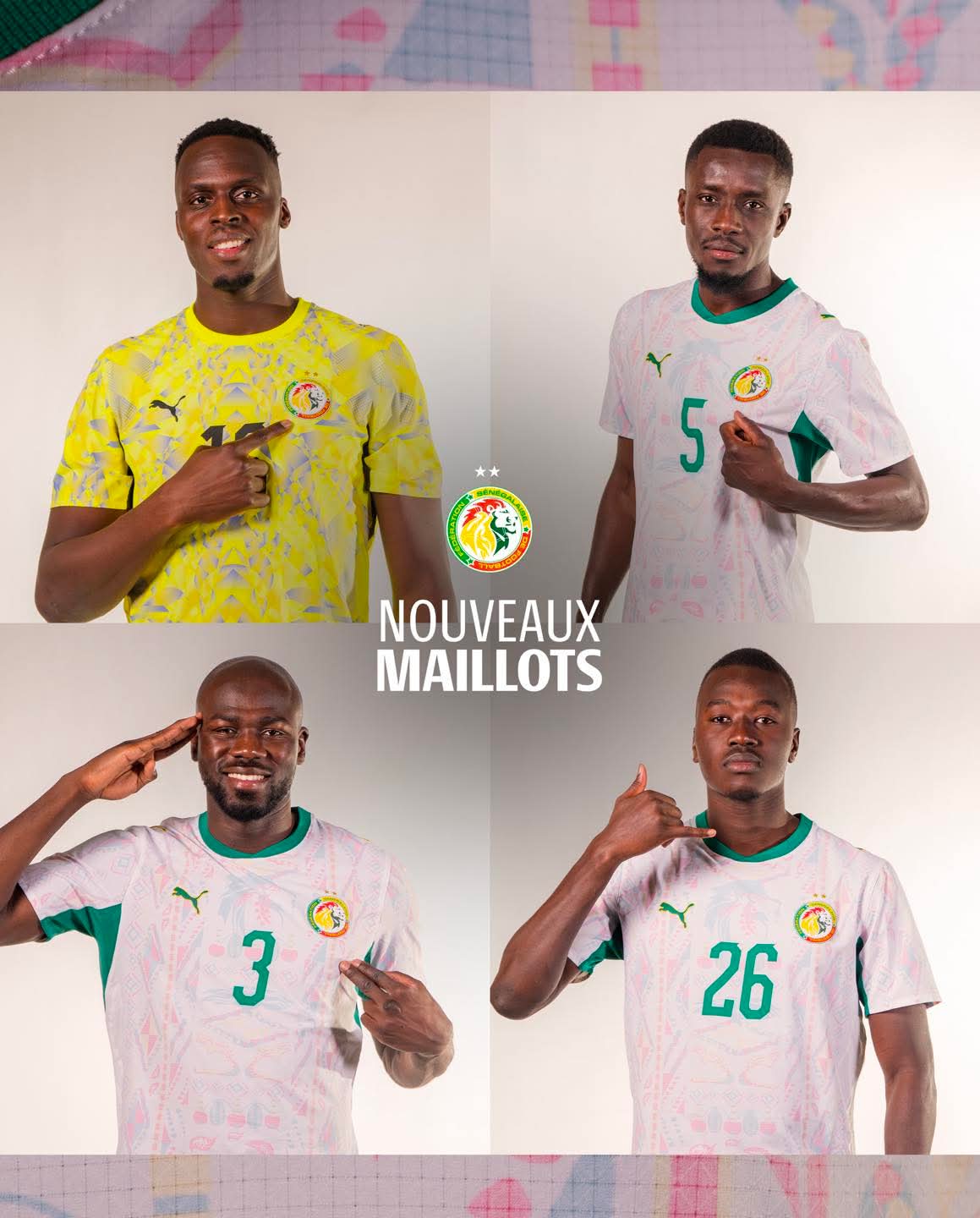 Les nouveaux maillots des lions du Sénégal.